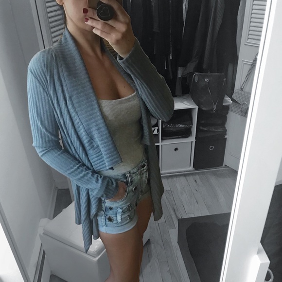 LAST 2✨Ribbed Cascading Open Cardigan - Picture 2 of 4